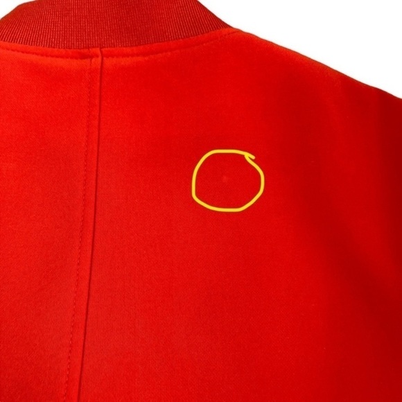 H&M Vivid Coral Red Zip up Bomber Style Minimalist Jacket Preppy Fall Coat Sz 8 - Picture 8 of 16